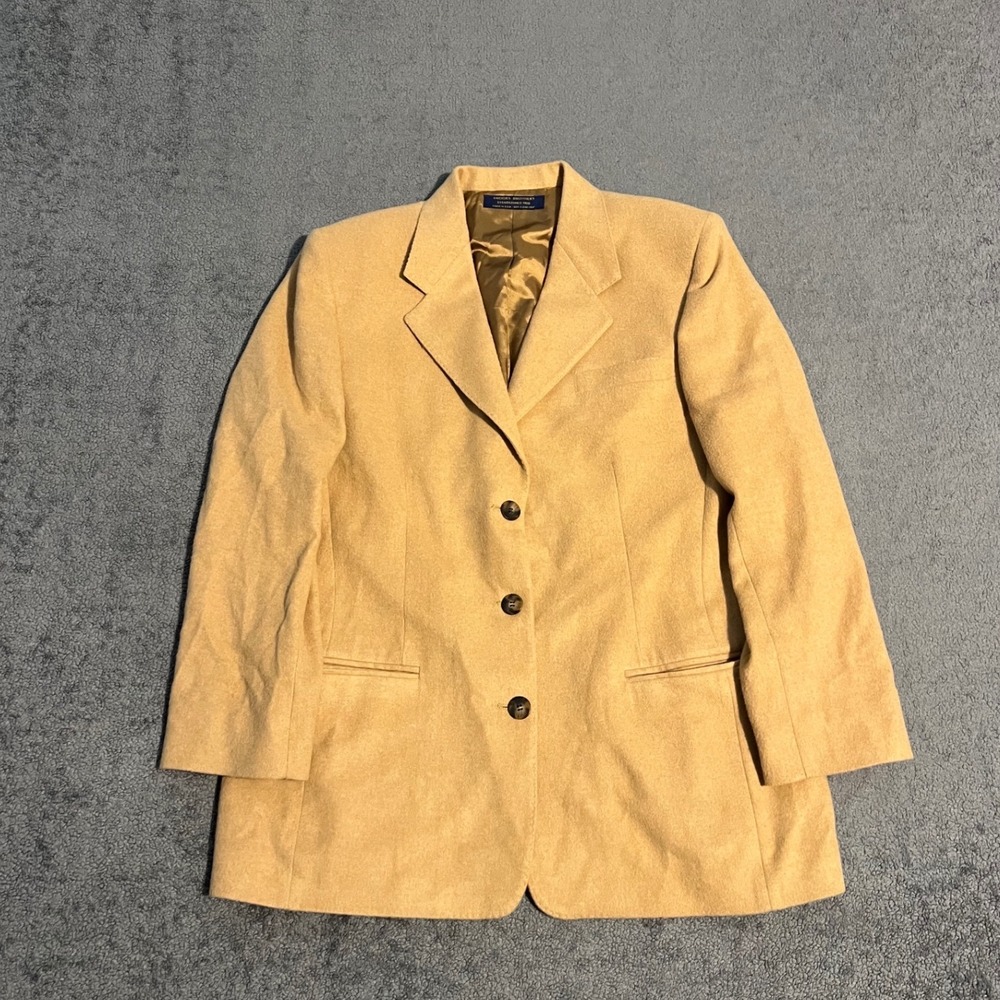 Vintage 80s Brooks Brothers 100% Camel Hair Blazer 3 Button USA Made Size 14
